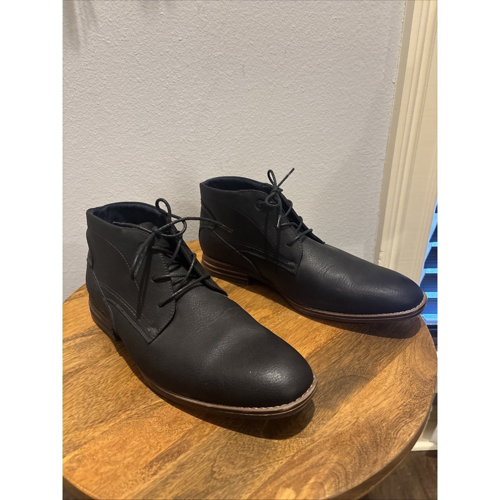 Freeman Wyatt Ankle Boots Mens 10.5W Black Leather‎ Memory Foam Lace Up